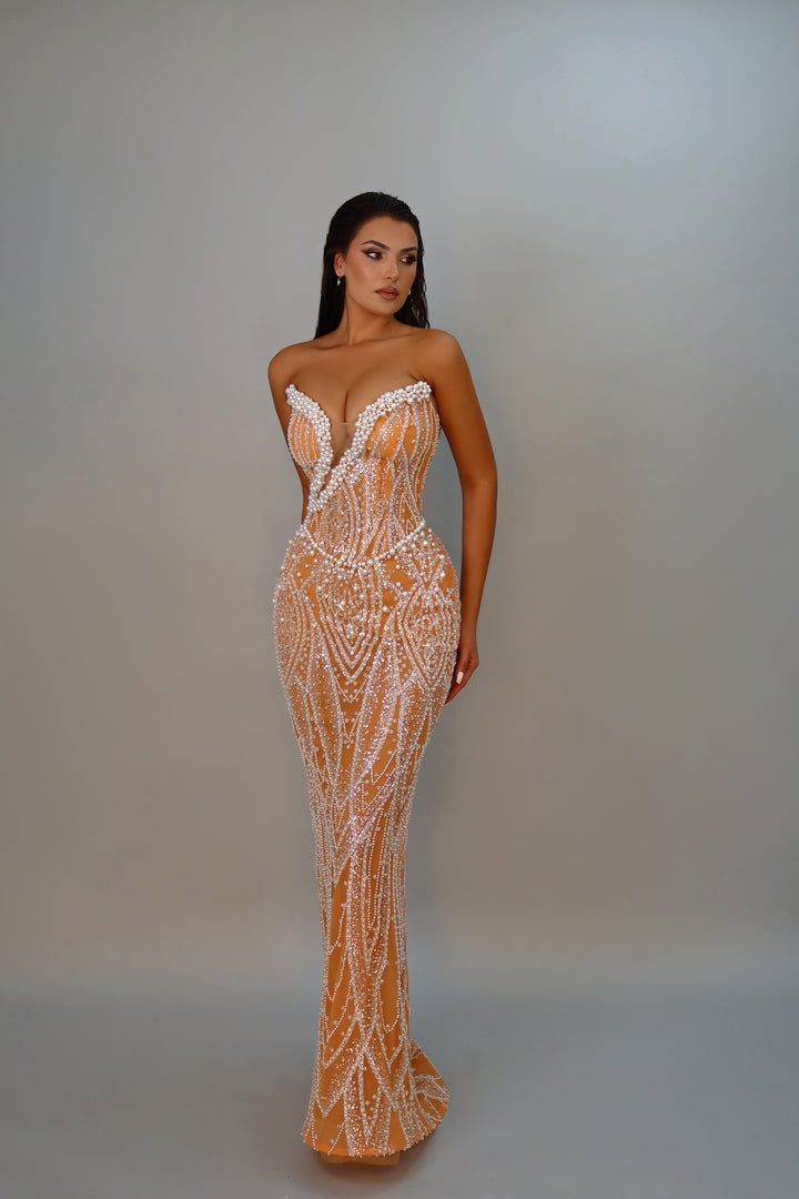 Coral Romance with pearls