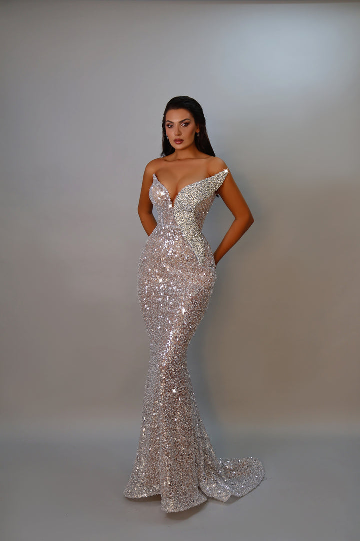 Eloise gown with crystal and beads
