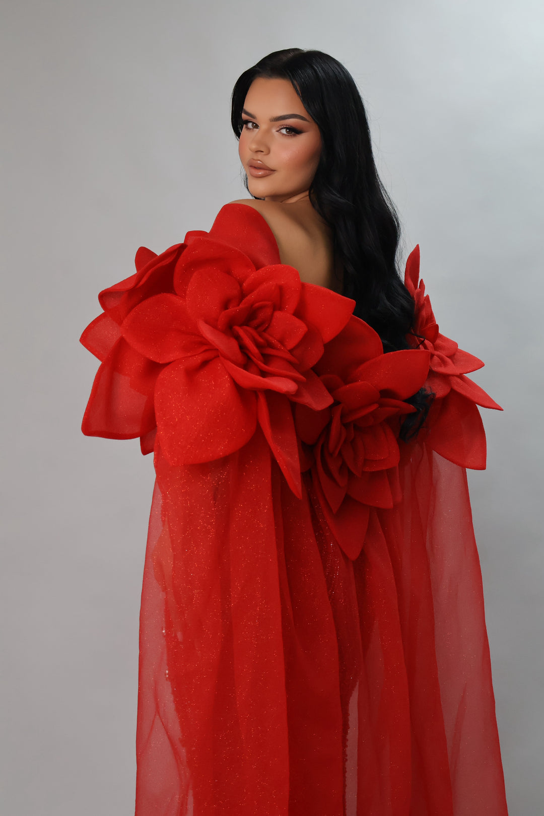 Red Crystal Evening Gown